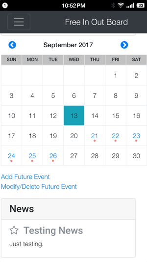 Calendar on smart phone
